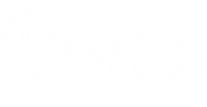 Företaget Dressys logotyp i vit färg. Slogan love your shape står undertill i vitt.