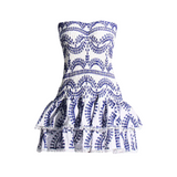 Vanna™ - Blue & White Ruffle Dress