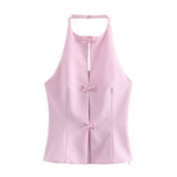 Rosa Halterneck-väst med Rosetter