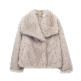 Elise™ - Beige Faux Fur Jacka